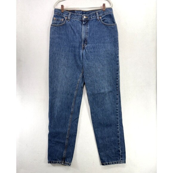 Vintage Levis 550 Jeans Women 14 Long Blue Relaxed Fit Tapered Leg Made USA 90s - Picture 1 of 11